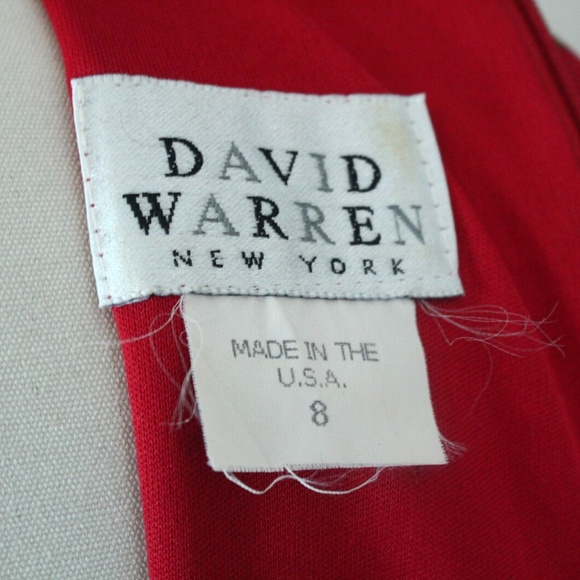 1990's Red and Gold David Warren Wrap Style Dress - Picture 6 of 6